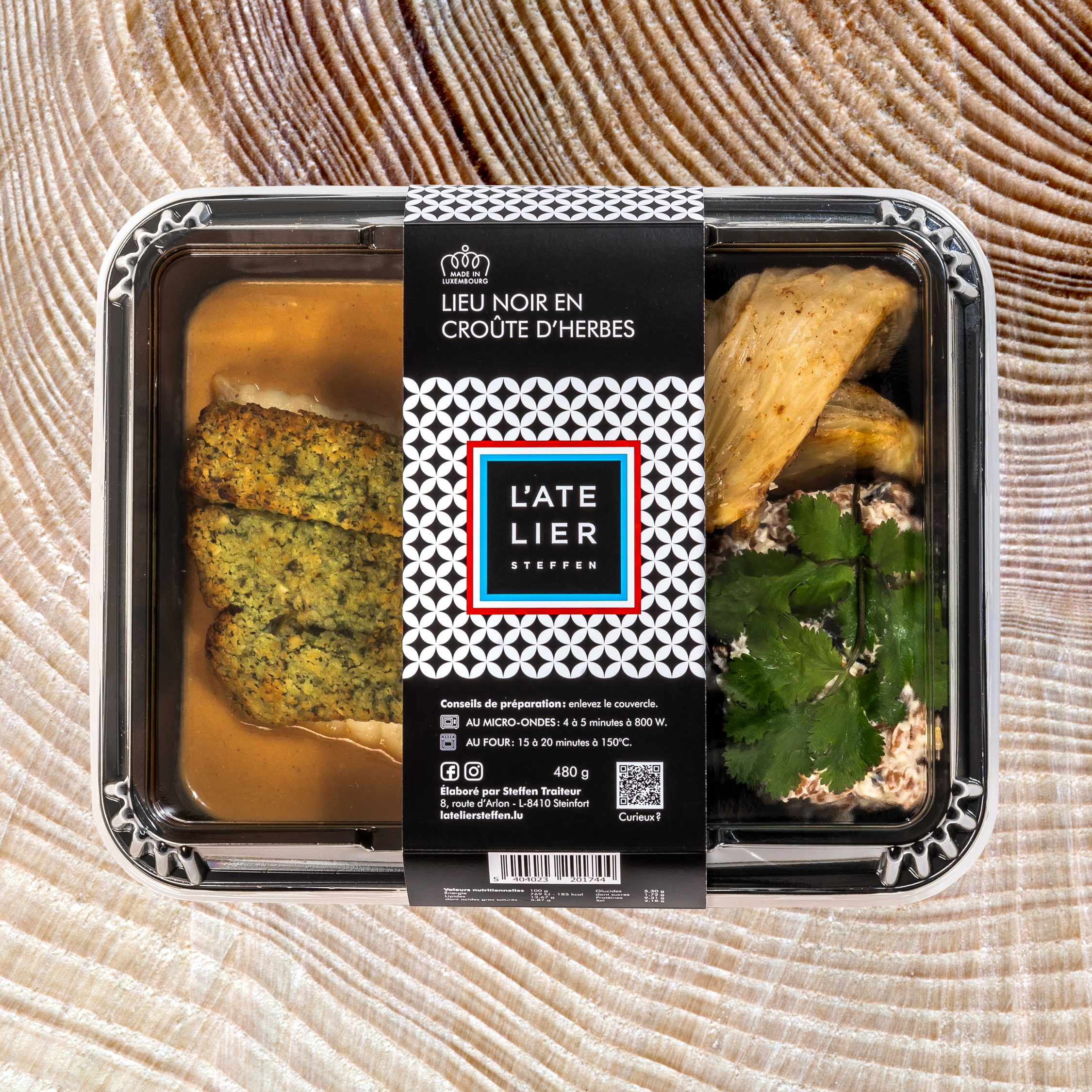 Lieu noir en croûte d’herbes